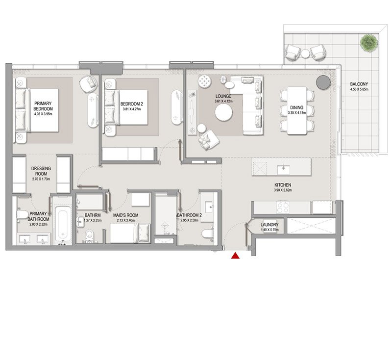 Crest Lane City Walk 2-BR Apartment Floor Plan