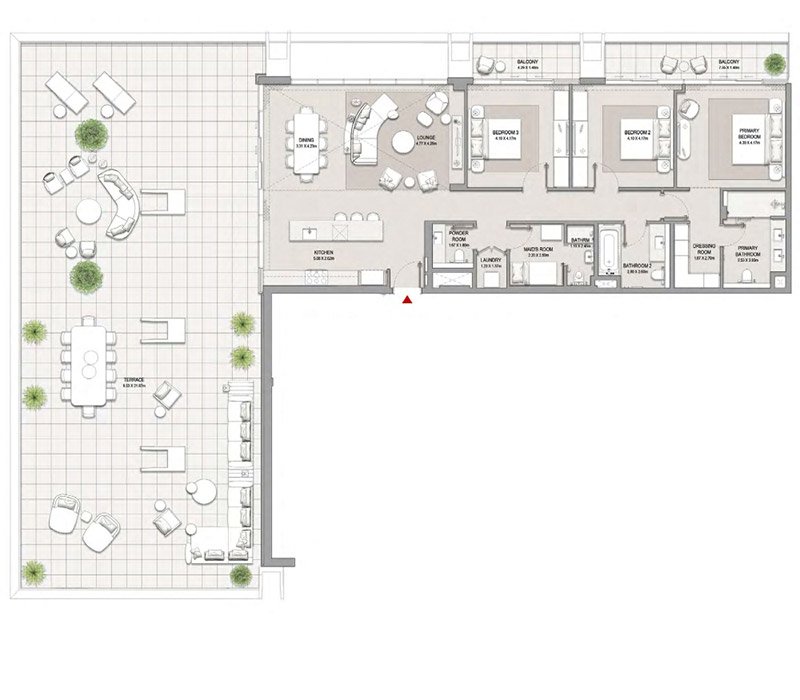 Crest Lane City Walk 3-BR Apartment Floor Plan