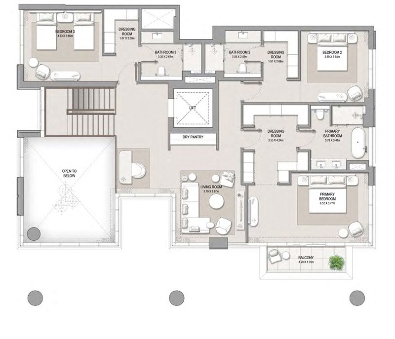 Crest Lane City Walk 4-BR Duplex Apartment Floor Plan